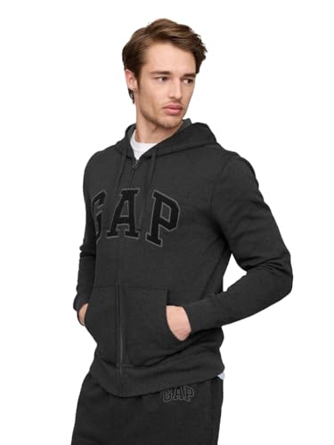 GAP Men's Heritage Logo Full Zip Hoodie Charcoal Grey Medium