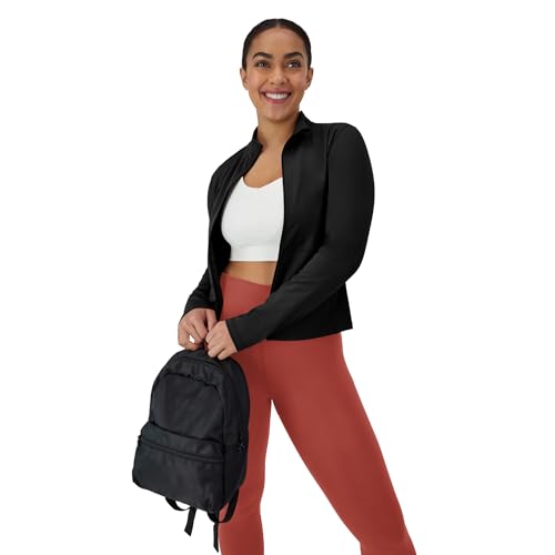 Hanes Women's Full-Zip Workout Jacket Small Black Moisture-Wicking Activewear