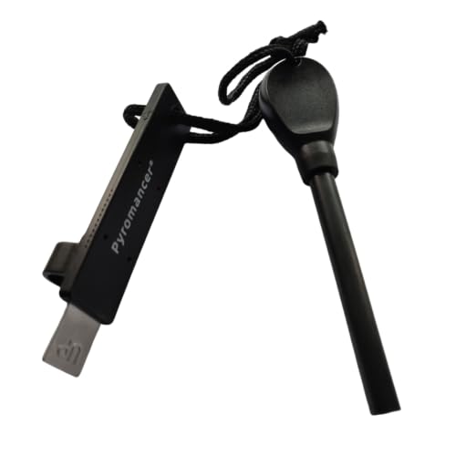 Ergonomic Waterproof Ferro Rod Fire Starter - Black