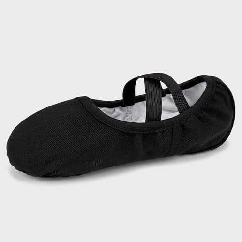 Toddler Ballet Shoes - Stelle Black Canvas Little Kid Slippers (Size 13)