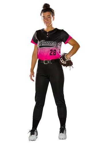 Alleson Athletic Ladies Belt Loop Fastpitch Pants, Large, Black