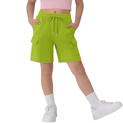 Girl's Bermuda Cargo Shorts - Fruit Green, 11-12 Years