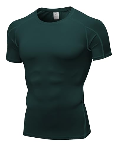 Men's Compression Shirt Short Sleeve Athletic Gym Workout Base Layer