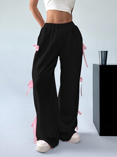 Verdusa Women's Y2K Style Wide Leg Parachute Pants Baggy Streetwear Sweatpants