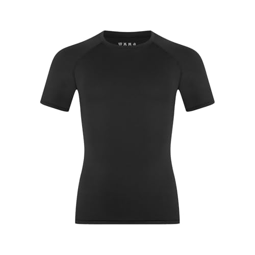 Boys Compression Shirt - Short Sleeve Athletic T-Shirt, X-Large Black