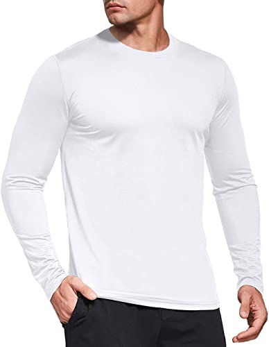 Boyzn Men's White Large 1 Pack Performance Long Sleeve T-Shirt with UPF 50+ Sun Protection