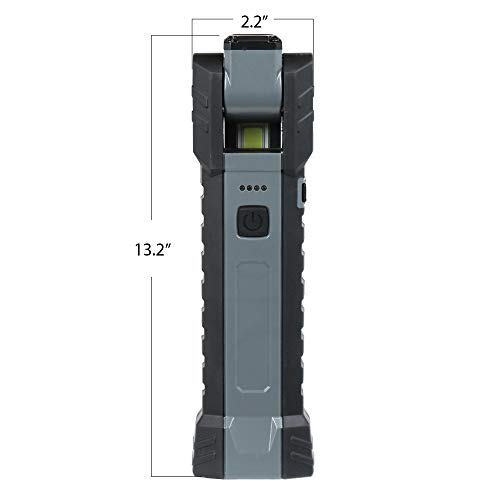Feit Electric Compact Handheld LED Work Light Flashlight with 250/500 Lumens Ultra Bright, Magnetic Base, Hanging Hook, 6500K Daylight, Foldable and Rechargeable Handheld Flood Light - WORK500BAT