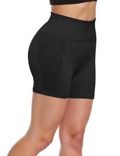 High Waisted Seamless Scrunch Butt Shorts - Large, Black