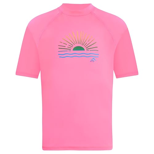 UPF 50+ Rash Guard Swim Shirt for Girls - Cori Neon Pink, Size 14-16