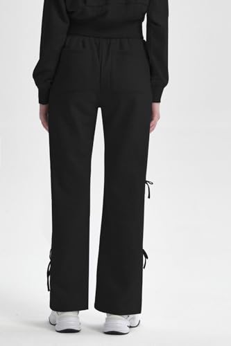 Womens Wide Leg Sweatpants - Black - Casual Athletic Lounge Pants