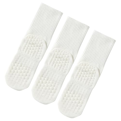 Non-Slip Pilates Socks with Grips - 3 Pairs White