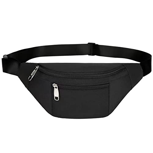 Waist Pack Bag - Unisex Fanny Pack for Workout, Travel, Running - Black