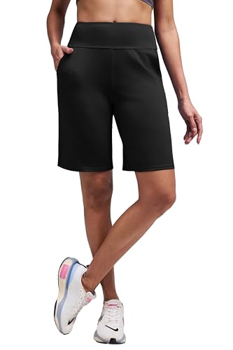 Alaroo Women's High-Waisted Bermuda Shorts - Knee Length Athletic Running Yoga - Black, XX-Large