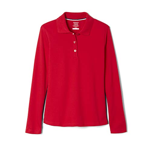 Girls' Long Sleeve Ruffle Collar Polo Shirt - Red, 2T