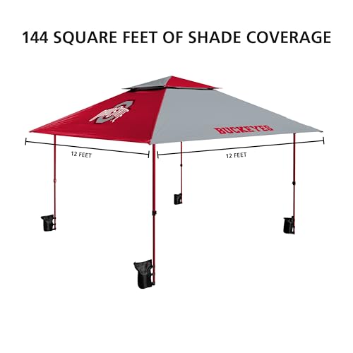 Ohio State Buckeyes 12x12 Pop-Up Canopy Tent - Easy Setup, Vented Roof, Includes Sandbags & Stakes