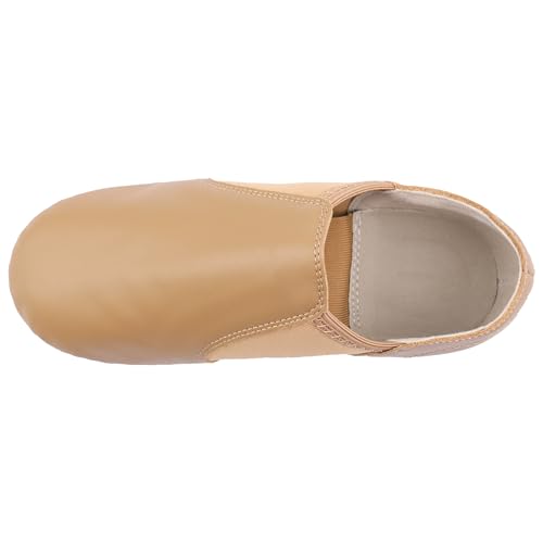 Leather Jazz Dance Shoes for Kids - Slip On, Brown, Size 13
