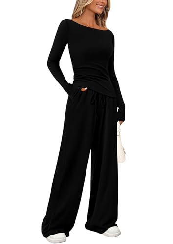PRETTYGARDEN Women's 2 Piece Lounge Set - Medium Black, Airport Outfits