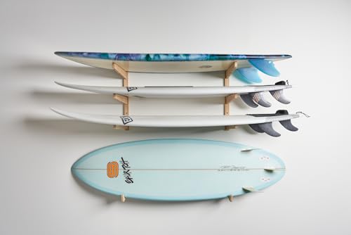 Bamboo Surfboard Wall Mount Rack - Tan Color for Longboards & Shortboards