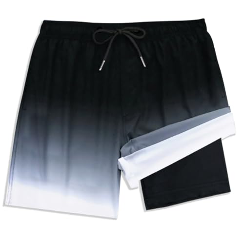 LUCOWEE Boys Swim Trunks 14-16 Black Ombre Quick Dry UPF 50+ Bathing Suit