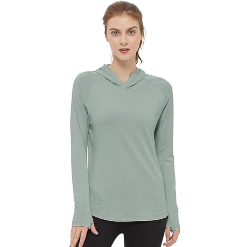 Women's Sage Large Bamboo Viscose Hoodie with UPF 50+ Sun Protection