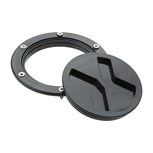 4" Non-Slip Round Boat Deck Plate Hatch - Black with Screws