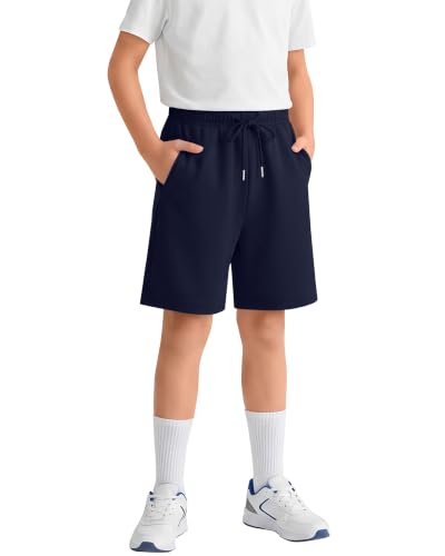 Boys Baggy Long Sports Shorts - Navy Blue, 12-13 Years