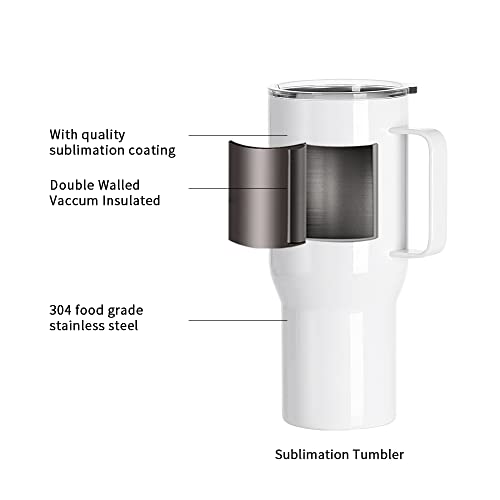 PYD Life 25 OZ Sublimation Travel Tumbler, 4 Pack with Handle, White Stainless Steel