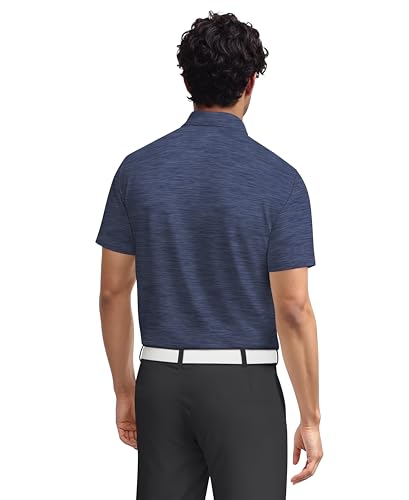 Men's Airflux Jaspe Cotton Golf Polo Shirt - Large Peacoat Htr