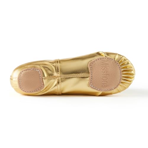 Missfiona Girls Ballet Shoes PU Leather Dance Slippers for Girls