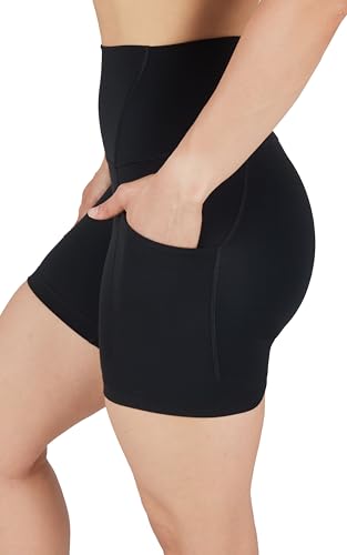 High Waisted Biker Shorts for Women - Classic Black 5"