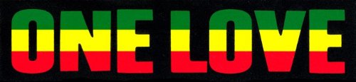 One Love Rasta Reggae Bumper Sticker - Weatherproof Vinyl Decal 7x1.5 Inch