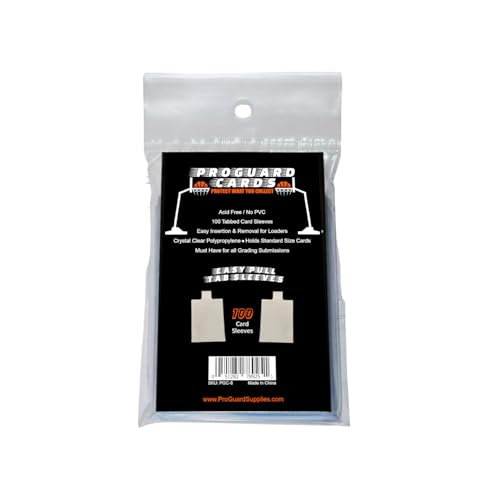Tabbed Card Sleeves with Easy Pull Tab - 100 Pack for Top Loaders & Semi Rigid Holders