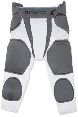 CHAMPRO Tri-Flex 7-Pad Football Girdle Unisex XL White - Flexible & Protective