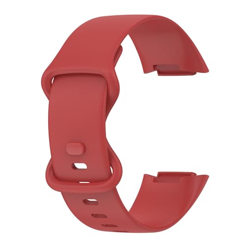 Soft Silicone Sport Wristbands for Fitbit Charge 5 & 6 - Red, Small