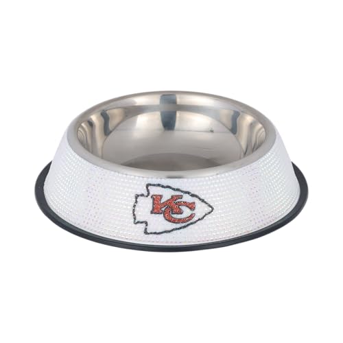 Kansas City Chiefs Bling Team Logo Stainless Steel Pet Bowl