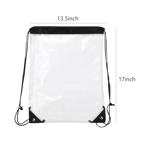 2 Pack Clear Drawstring Bags - Waterproof PVC Stadium-Compliant