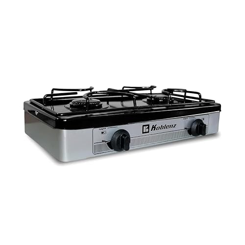 Koblenz PSK-200S 2-Burner Gas Stove - Portable Outdoor Camping Silver