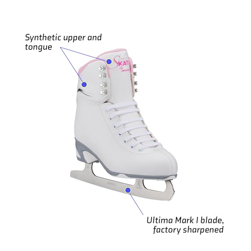 Figure Ice Skates for Women & Girls - Jackson JS180/181/184 Hight Top SoftSkate - White/Pink