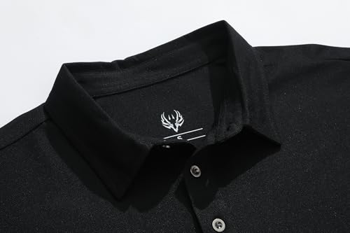 Men's Quick Dry Tactical Golf Polo Shirt - Black, XX-Large