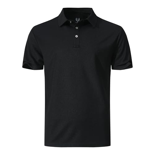Men's Quick Dry Tactical Golf Polo Shirt - Black, XX-Large