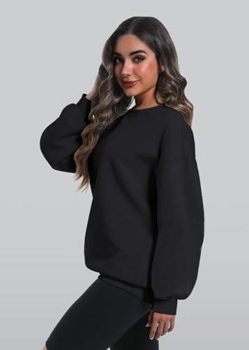 XFIFM 2 Pack Womens Oversized Hoodies Grey / Black Crewneck Sweatshirts