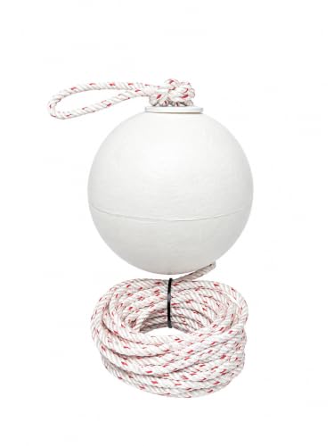 OceanBuilt 6" White PVC Fishing Marker Buoy with 30 ft Sinking Rope – Crab/Lobster Pot Traps