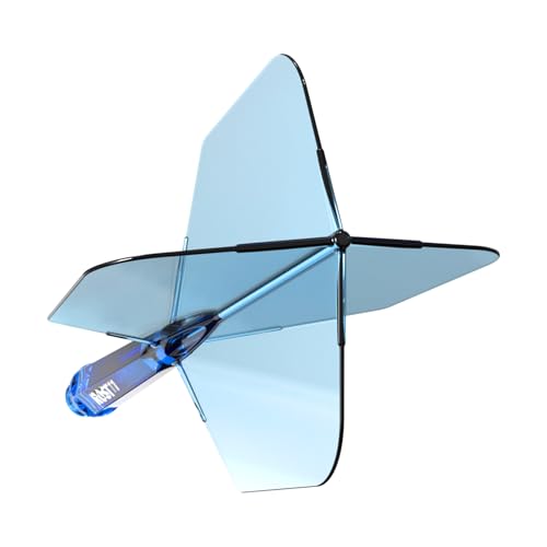 Dart Shafts and Flights Set - Big Wing Shape, Blue with White Logo - M-28mm