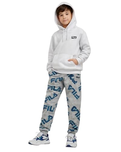 Boys Fleece Athletic Joggers - Lightweight Performance Pants - Light Grey Heather