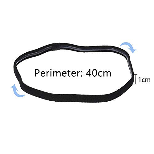 Non-Slip Elastic Sport Headbands with Silicone Grip - 4 Pack, Black & Gray