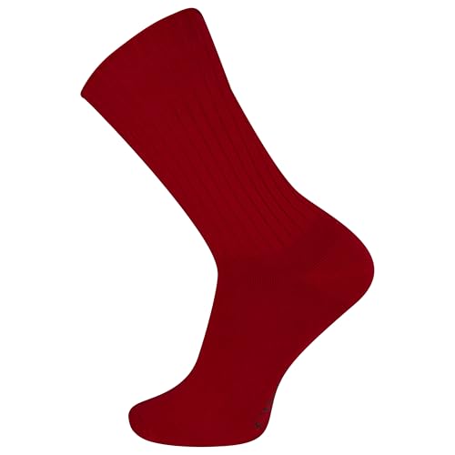 Men's Solid Color Casual Crew Socks - 1 Pair Red - Cotton Comfort