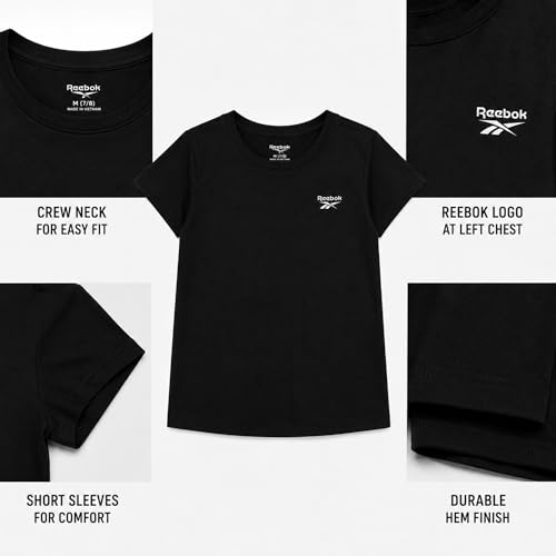 Girls Performance Short Sleeve Athletic Crewneck T-Shirt - Black, Size 7