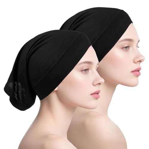 Non-Slip Hijab Undercaps - 2-Piece Black Neck Cover Set