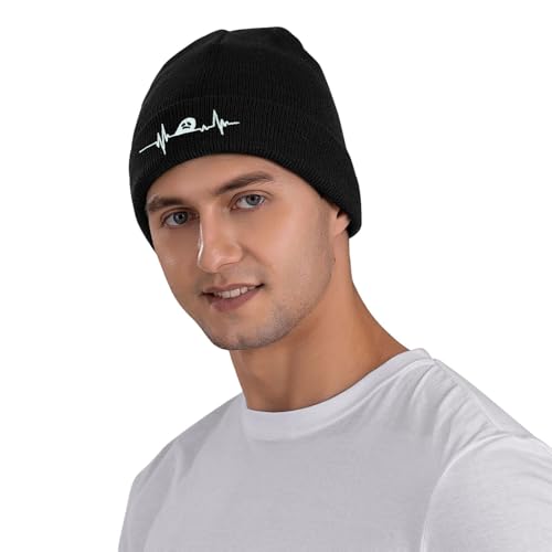 Embroidered Knit Beanie Cap - Soft Rose & Ghost Skull Design