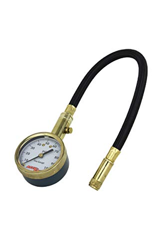 PSI Dial Tire Gauge with Straight Chuck and Flex Hose - Standard Valve